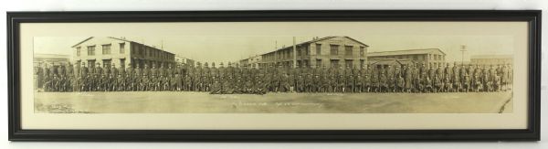 1917-18 WW1 Army Company A 379th Infantry First-Fourth Platoon 6.5" x 41" Framed Panoramic Photo