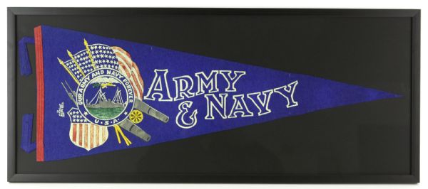 1916-18 WW1 Army & Navy "Our Army & Navy Forever U.S.A" 16" x 39" Framed Felt Pennant