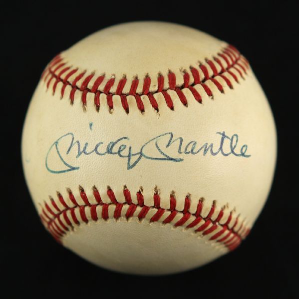 1984-94 Mickey Mantle New York Yankees Single Signed OAL Brown Baseball (PSA/DNA)