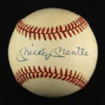 1984-94 Mickey Mantle New York Yankees Single Signed OAL Brown Baseball (PSA/DNA)