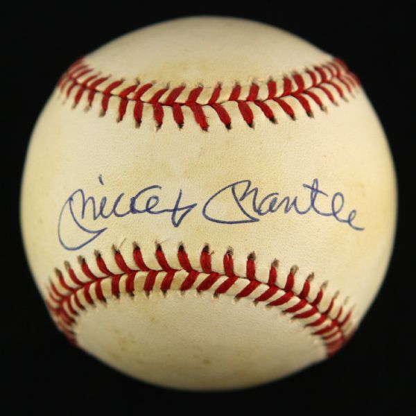 1984-94 Mickey Mantle New York Yankees Single Signed OAL Brown Baseball (JSA)
