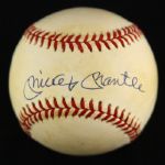 1984-94 Mickey Mantle New York Yankees Single Signed OAL Brown Baseball (JSA)
