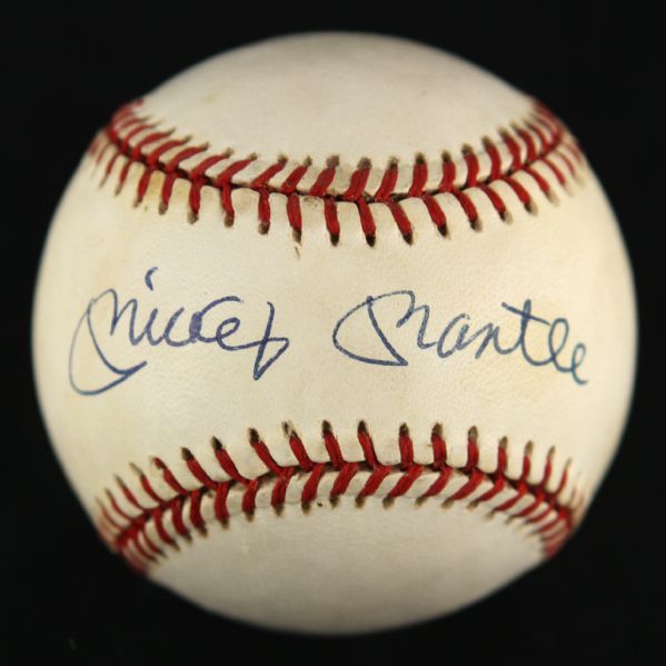 1984-94 Mickey Mantle New York Yankees Single Signed OAL Brown Baseball (JSA)