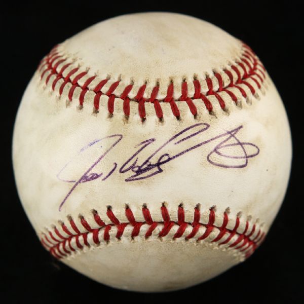 2009 Ivan Rodriguez Houston Astros Signed Spring Training Game Used OML Selig Home Run Baseball (MEARS LOA/JSA)