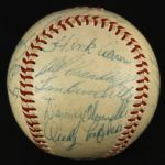 1954 Milwaukee Braves Team Signed ONL Giles Baseball w/ 14 Signatures Including Hank Aaron, Eddie Mathews & More (JSA)