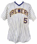 1989 George Scott Milwaukee Brewers Old Timers Game Worn Home Uniform (MEARS LOA)