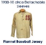 1900-10s circa Flannel "W" Wright & Ditson Baseball Unifrom w/ Collar &  Detachable Sleeves