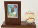 1984-2001 Reggie Jackson Oakland Athletics Display w/ Signed OAL Brown Baseball & 2001 Topps Archive Reserve Game Worn Jersey Card (JSA)