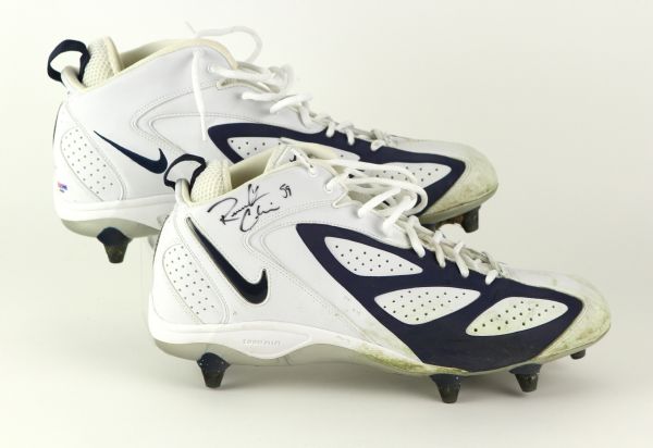 2004 (October 10) Roosevelt Colvin New England Patriots Signed Game Worn Cleats (Player LOA & PSA/DNA) Super Bowl Season
