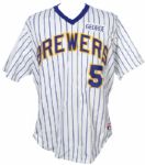 1988-89 George Scott Milwaukee Brewers Old Timers Game Worn Home Uniform (MEARS LOA)