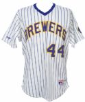 1988-89 Hank Aaron Milwaukee Brewers Old Timers Game Worn Home Uniform (MEARS LOA)