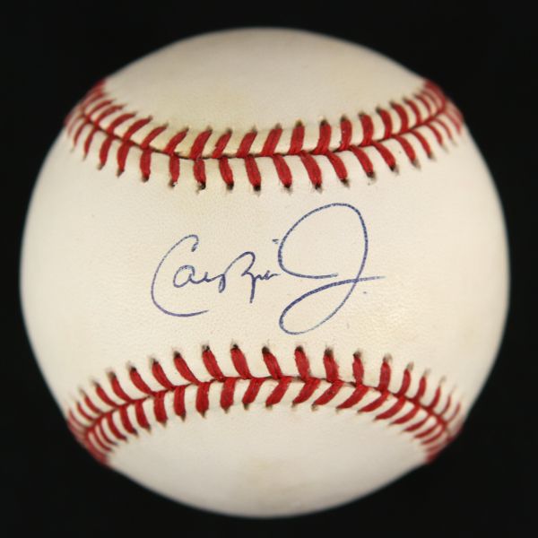1984-94 Cal Ripken Jr. Baltimore Orioles Single Signed OAL Brown Baseball (JSA)
