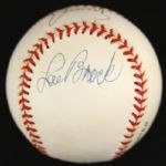 1994-99 Ernie Banks Lou Brock Chicago Cubs Dual Signed Baseball (JSA)