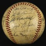 1953 Milwaukee Braves Signed ONL Giles Baseball w/ 23 Signatures including Mathews, Grim, Adcock, Sisti, etc (JSA) 