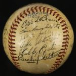 1953 Milwaukee Braves Signed ONL Giles Baseball w/ 23 Signatures including Mathews, Grim, Adcock, Sisti, etc (JSA) 