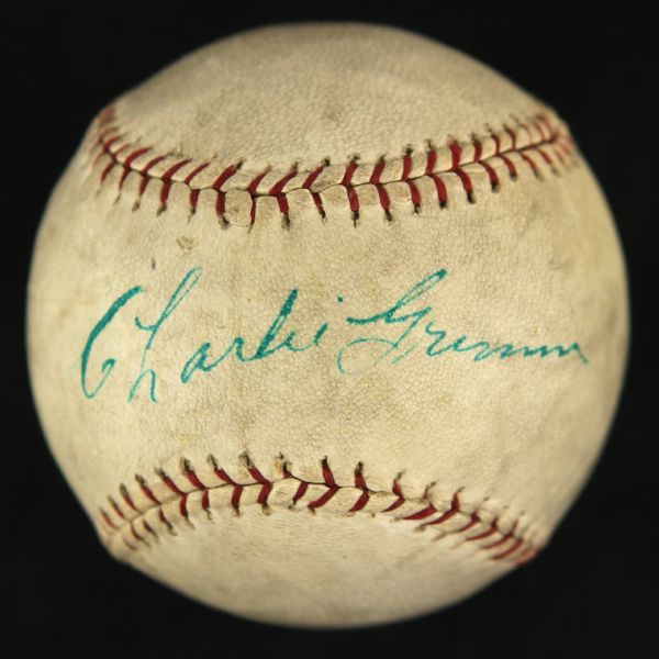 1920s Charley Grimm Pittsburgh Pirates Chicago Cubs Milwaukee Braves Signed Baseball (JSA)