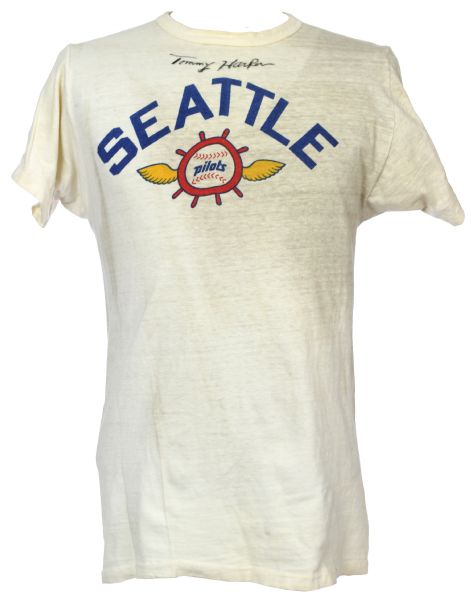1969 Tommy Harper Seattle Pilots Signed Game Worn Undershirt (MEARS LOA/JSA)