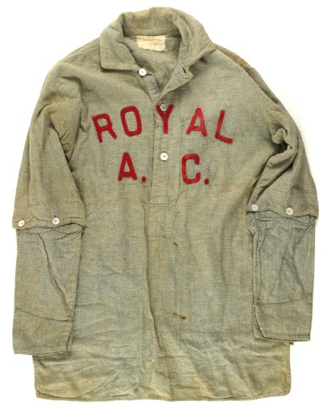 1900-10s circa Royal A.C. Collared Flannel Baseball Uniform w/ Detachable Sleeves