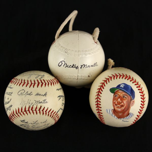 1960s-90s Mickey Mantle New York Yankees Novelty Baseball Collection (Lot of 3)