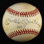 1984-94 Mickey Mantle New York Yankees OAL Signed Brown Baseball w/ No. 7 Inscription (UDA Hologram)