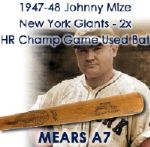 1947-48 Johnny Mize New York Giants H&B Louisville Slugger Professional Model Game Used Bat (MEARS A7) - "1947 & 1948 Homerun Champion"