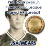 1981 Cal Ripken Jr. Puerto Rican League Signed Home Run Baseball (MEARS LOA/JSA)
