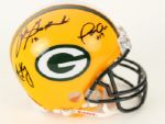 1960s-2000s Green Bay Packers Quarterbacks Signed Mini Helmet w/ Aaron Rodgers (JSA)