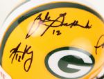 1960's-2000's Green Bay Packers Quarterbacks Signed Mini Helmet w/ Aaron Rodgers (JSA)