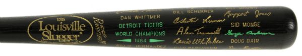 1984 Near Mint Detroit Tigers World Series Champion Louisville Slugger Commemorative Black Bat