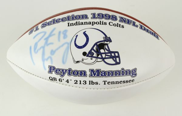 1998 Peyton Manning Indianapolis Colts Signed #1 Draft Pick Commemorative Football (JSA)