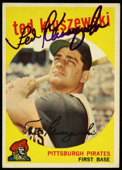 1959 Ted Kluszewski Pittsburgh Pirates Signed Topps Baseball Card #35 (JSA)