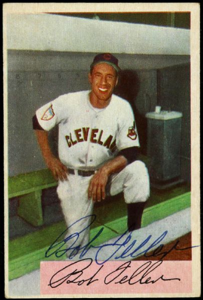 1954 Bowman Bob Feller #132 Cleveland Indians Signed Baseball Card (JSA)