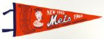 1969-89 New York Mets Miracle Mets Collection - Lot of 2 w/ 1969 NL Champions Pennant & 16 x 20 Multi Signed Card Sheet (JSA)