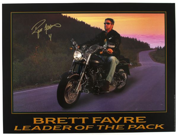 1990s Brett Favre Green Bay Packers Signed 18" x 24" Leader of the Pack Poster (JSA)
