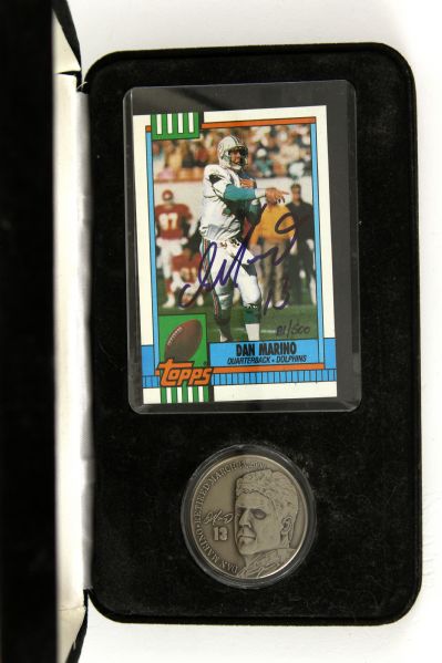 1990 Dan Marino Highland Mint Set Nicker Silver Coin Signed Topps Football Card #81/500 (JSA) 