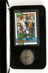 1990 Dan Marino Highland Mint Set Nicker Silver Coin Signed Topps Football Card #81/500 (JSA) 