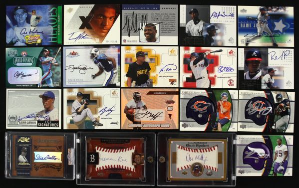 1991-2005 Baseball Football Basketball Card Signed Collection Steve Carlton Don Mattingly Michael Irvin Frank Robinson (Lot of 70)