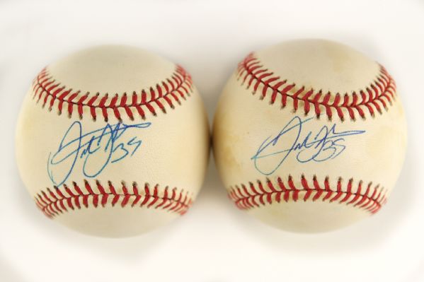 1990-94 Frank Thomas Chicago White Sox Single Signed OAL Brown Baseball - Lot of 2 (JSA)