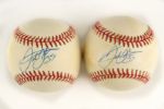 1990-94 Frank Thomas Chicago White Sox Single Signed OAL Brown Baseball - Lot of 2 (JSA)