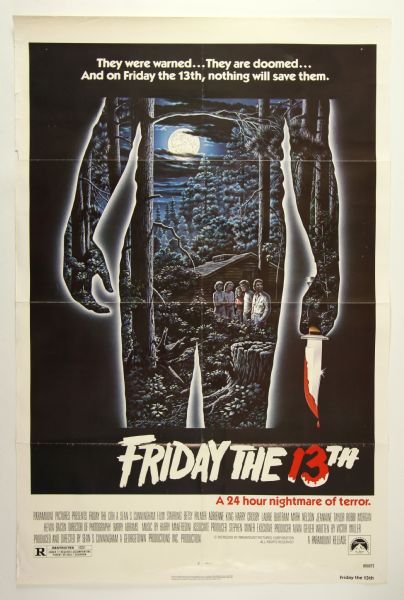 1980 Friday The 13th Original 27" x 41" One Sheet Movie Poster