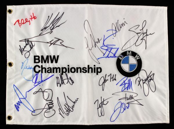 2013 BWM Championship Signed 13" x 17 1/2" Golf Flag w/ 20 Signatures Zach Johnson Luke Donald Ian Poulter Rickie Fowler (JSA)