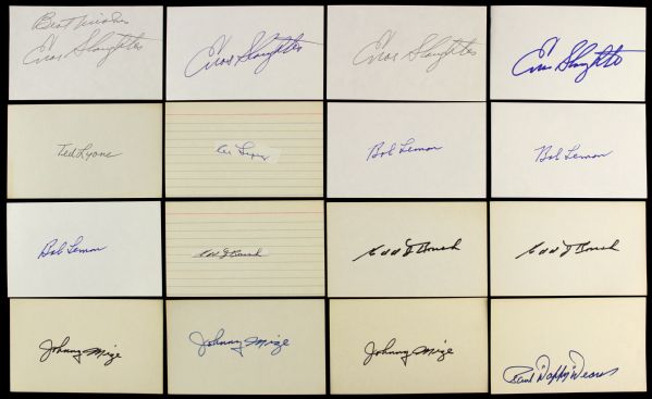 1940s-1950s circa Hall of Fame Star Signed 3" x 5" Index Card Collection - Lot of 27 (JSA)