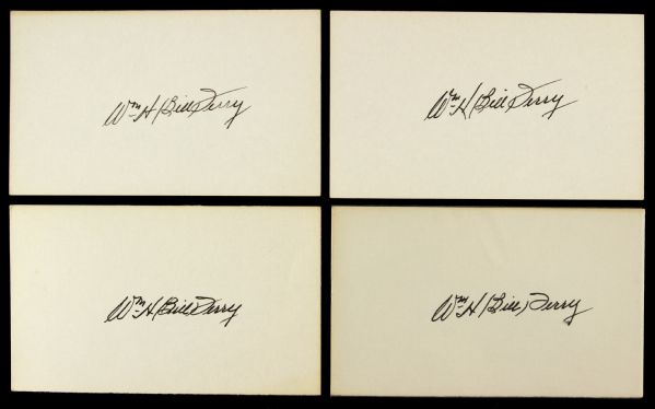 1950s circa Bill Terry New York Giants Signed 3" x 5" Index Card Collection - Lot of 4 (JSA)