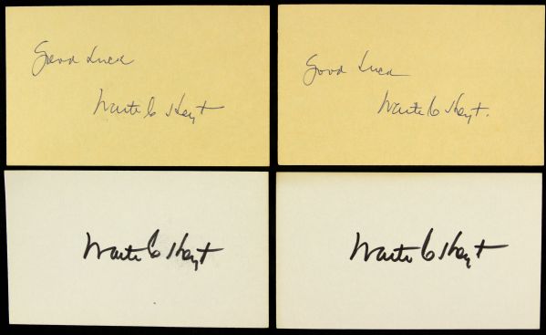 1950-80s Waite Hoyt New York Yankees Signed 3" x 5" Index Card Collection - Lot of 4 (JSA)
