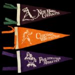 1940s New York Giants Philadelphia Athletics Chicago White Sox 8.5" Mini Pennant Collection - Lot of 3