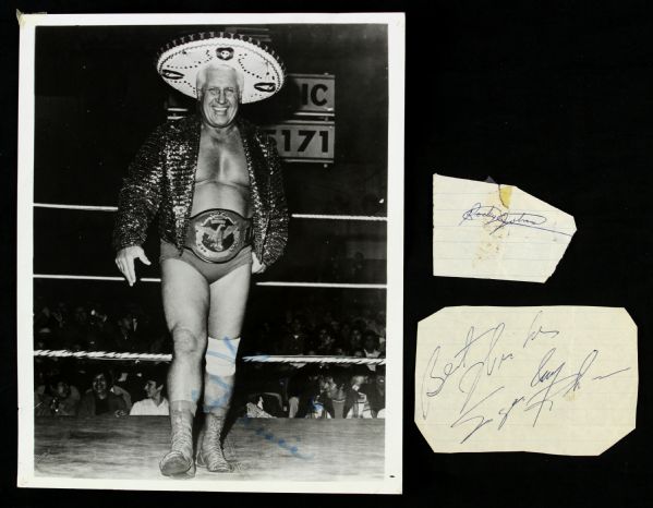 1970s Sugar Ray Robinson Classy Freddie Blassie Rocky Johnson Signed Collection - Lot of 3 (JSA)
