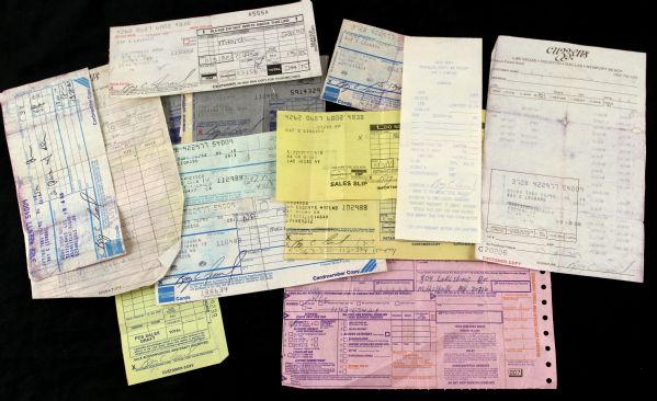 1980s Sugar Ray Leonard Multi-Division World Champion Boxer Signed Credit Card Receipt Collection - Lot of 14 *JSA*
