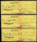 1977 Joe Frazier World Heavyweight Champion Signed Check Collection - Lot of 3 (JSA/Frazier Family LOA)