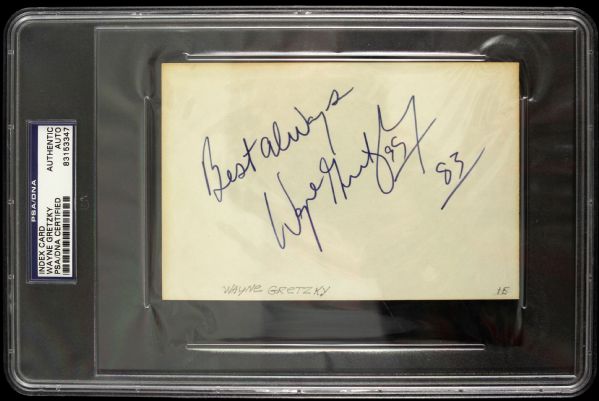 1983 Wayne Gretzky Edmonton Oilers Signed 4" x 6" Index Card (PSA/DNA) 