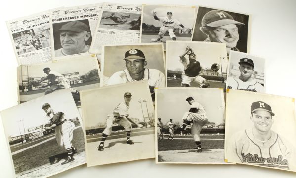 1943-51 Milwaukee Brewers Borchert Field Meomorabilia Collection - Lot of 22 w/ Photos & Brewers News Publications